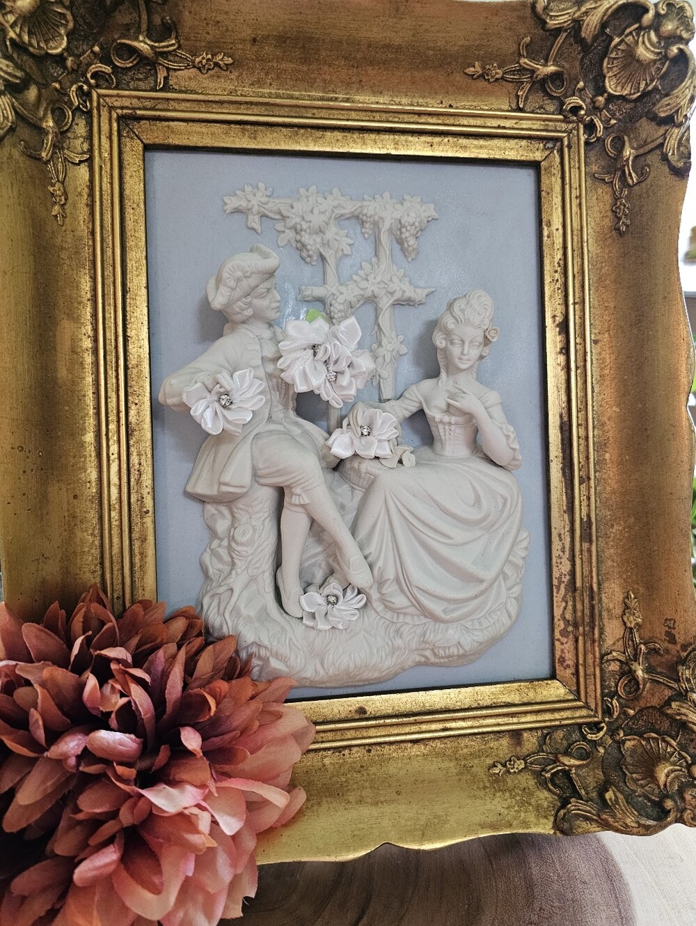 UPCYCLED 1960s Alt Meissen German Wall Art 3D Porcelain Figures Portrait